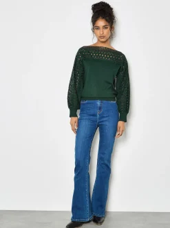 Apricot Damen Pullover in grün - Ausschnitt: U-Boot