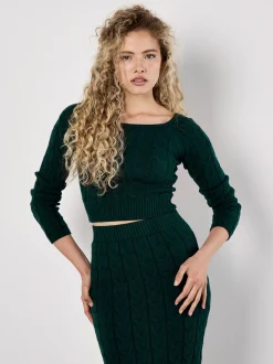 Apricot Damen Pullover in grün - Ausschnitt: U-Boot