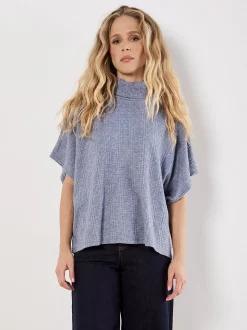 Apricot Damen Pullover in marine - Ärmel: Halbarm