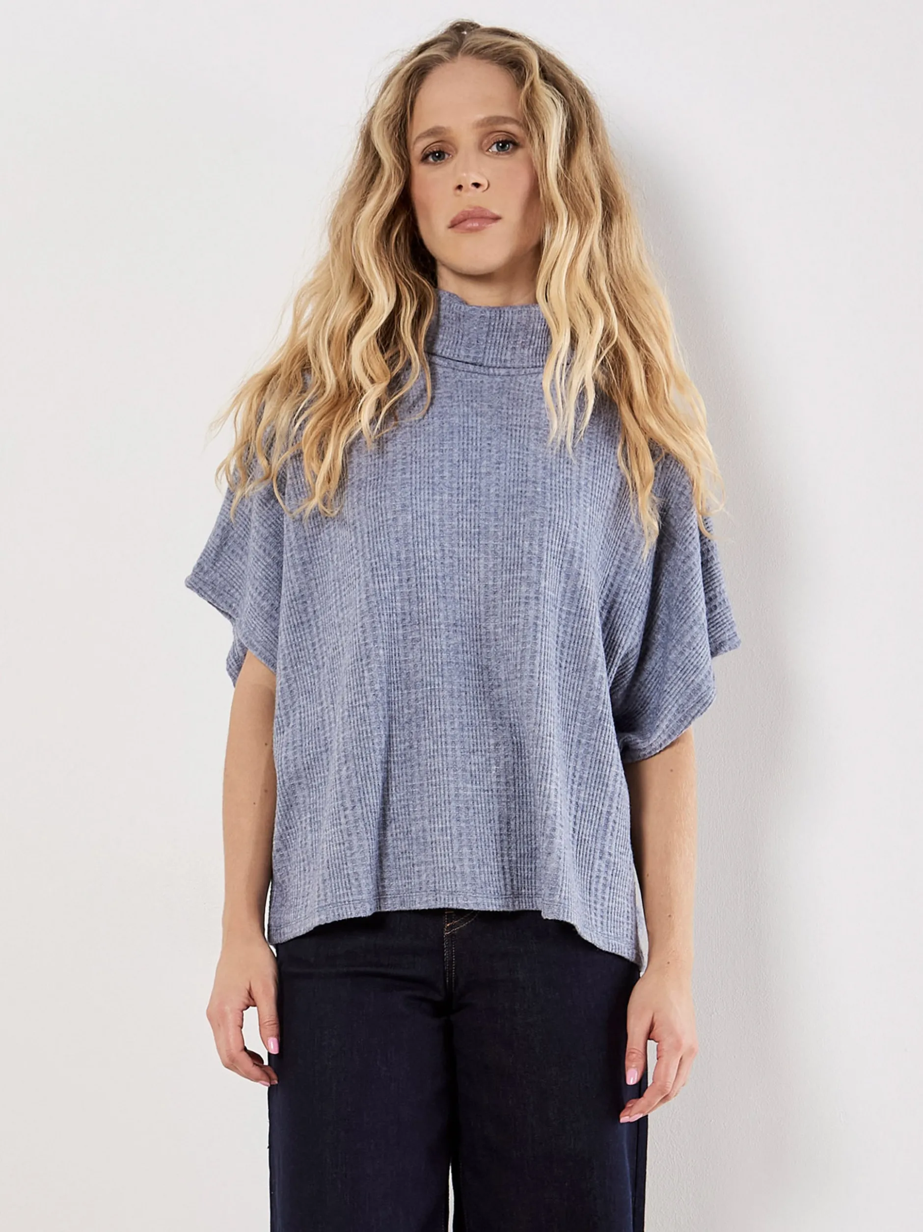Apricot Damen Pullover in marine - Ärmel: Halbarm