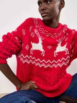 Apricot Damen Pullover in rot - Ausschnitt: Rundhals