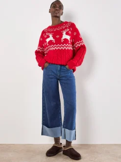 Apricot Damen Pullover in rot - Ausschnitt: Rundhals
