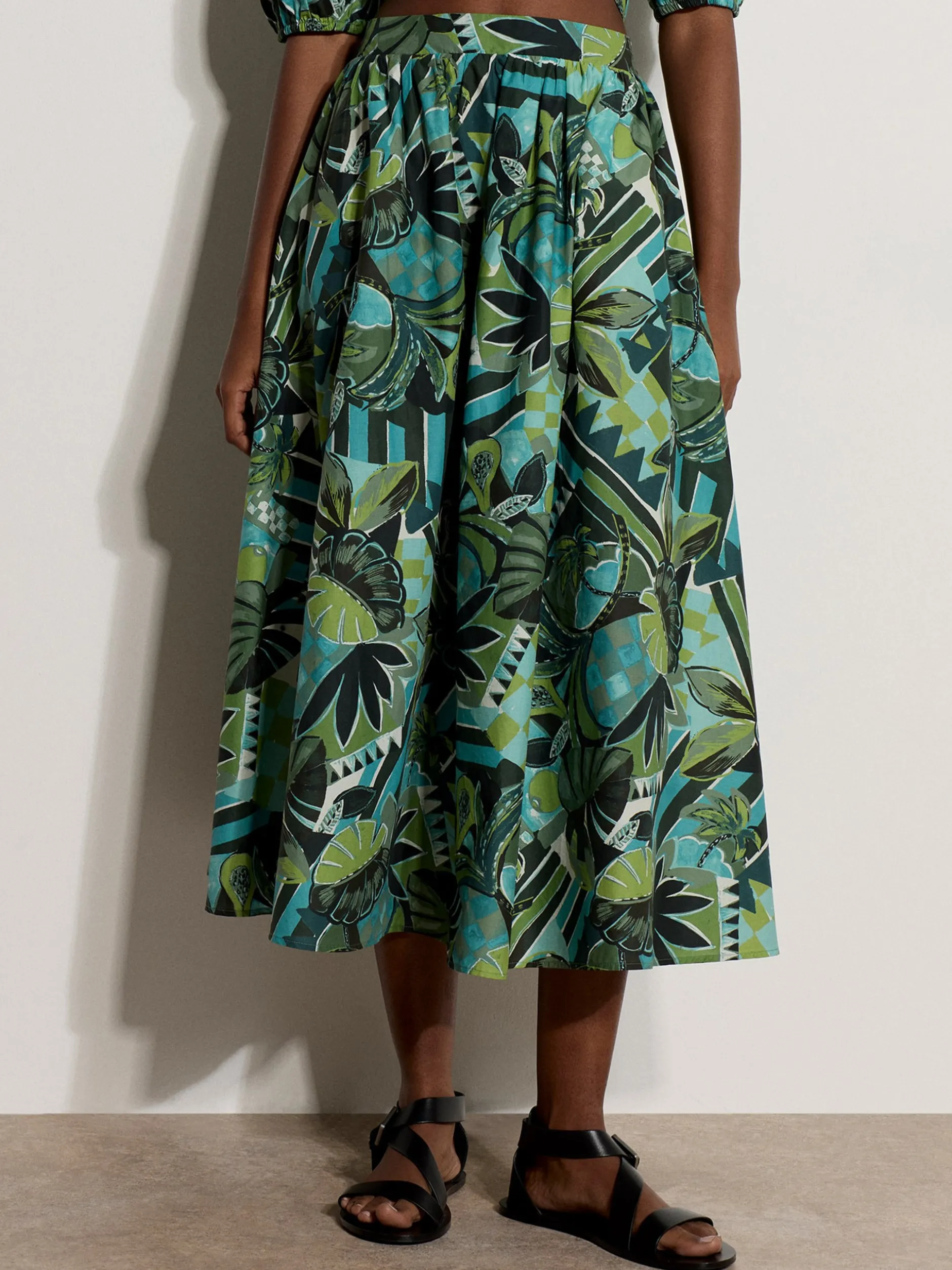 Apricot Damen Rock in aqua - Länge: midi