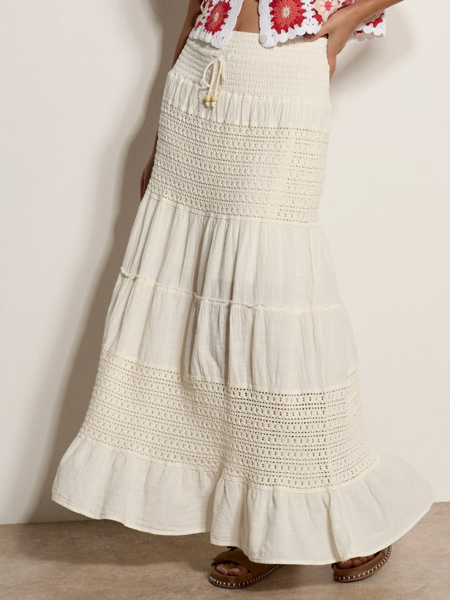 Apricot Damen Rock in beige ecru - Länge: lang