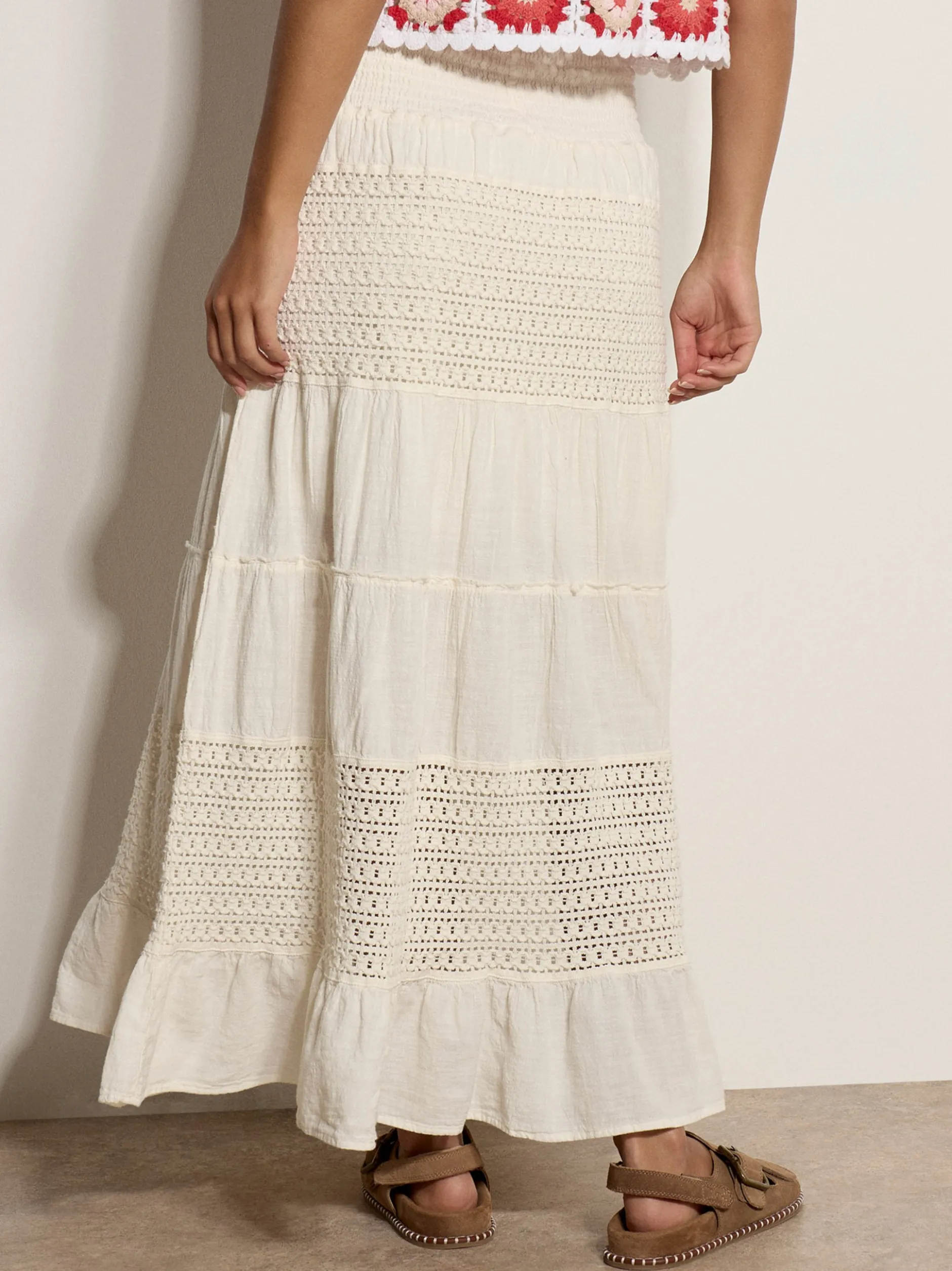 Apricot Damen Rock in beige ecru - Länge: lang