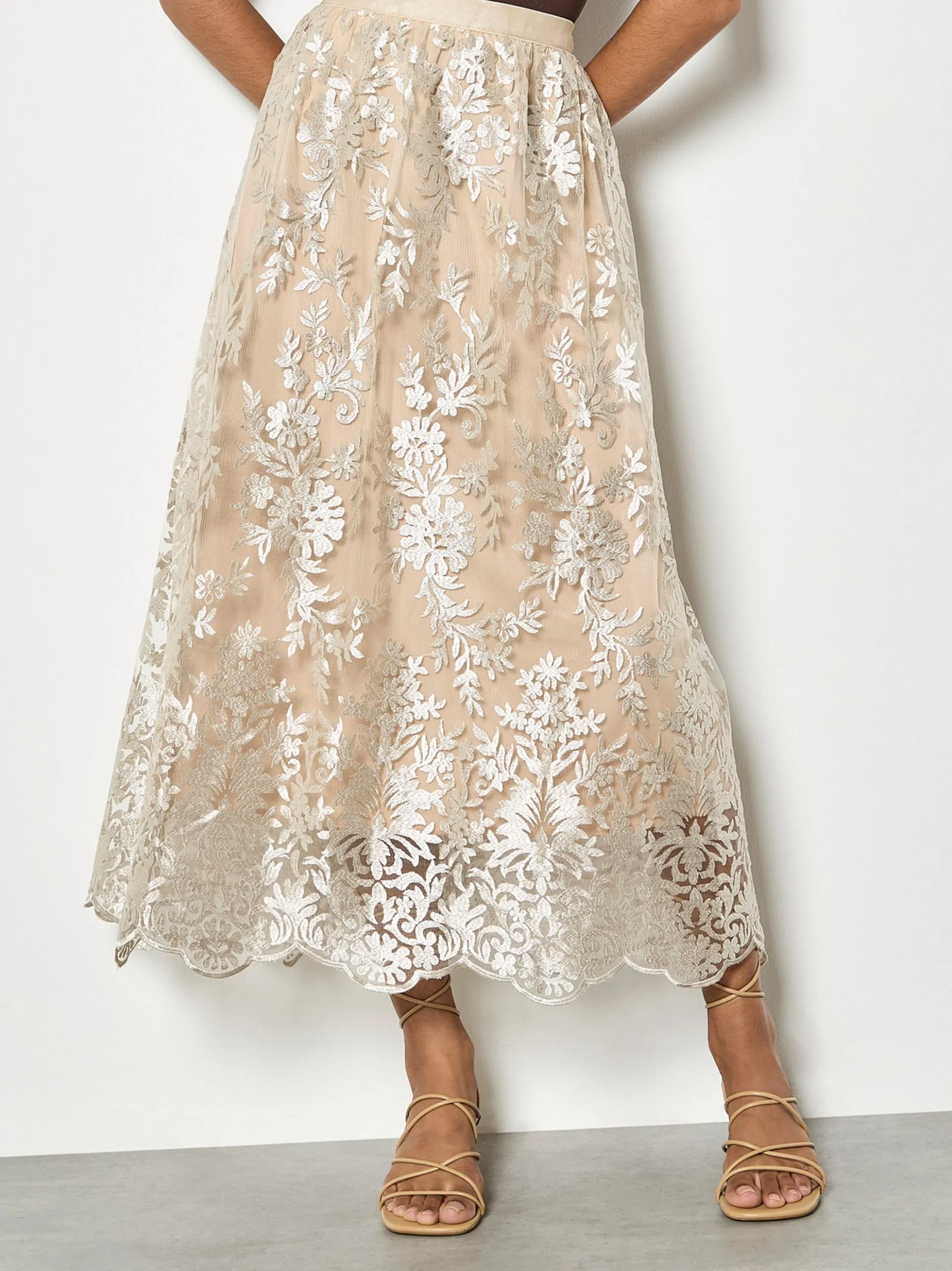 Apricot Damen Rock in beige - Länge: midi