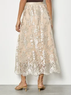 Apricot Damen Rock in beige - Länge: midi