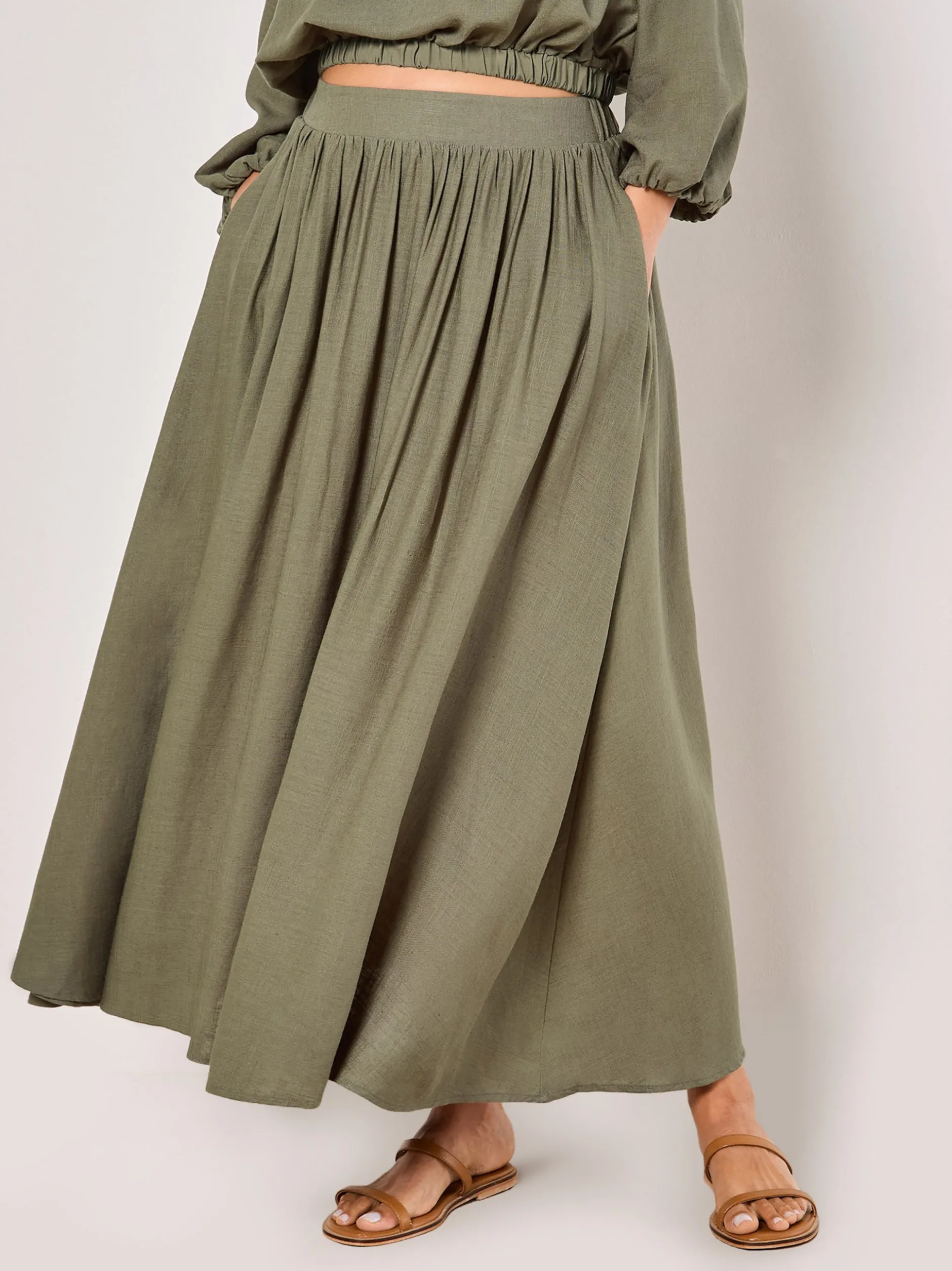 Apricot Damen Rock in khaki - Länge: midi