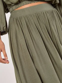 Apricot Damen Rock in khaki - Länge: midi
