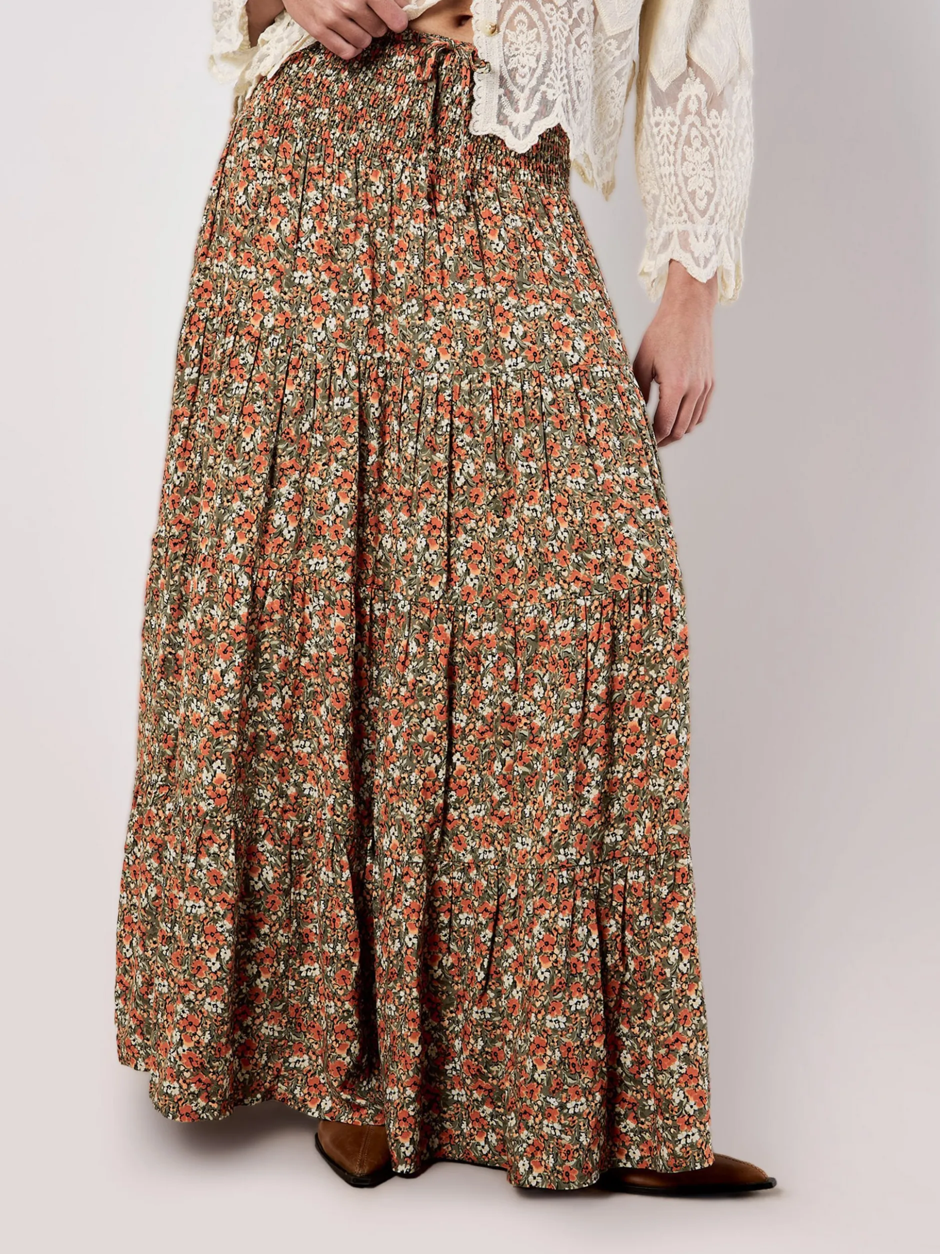 Apricot Damen Rock in khaki - Länge: lang