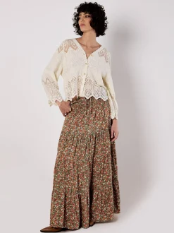 Apricot Damen Rock in khaki - Länge: lang