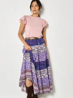 Apricot Damen Rock in lila purple - Länge: lang