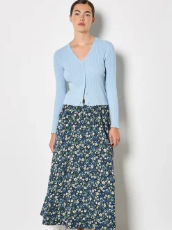 Apricot Damen Rock in marine blau - Länge: midi