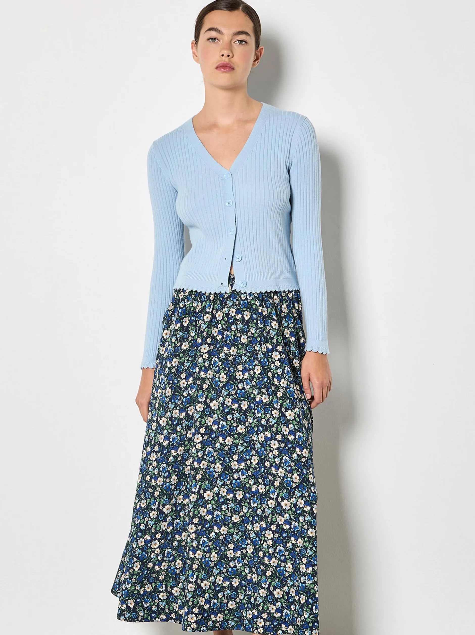 Apricot Damen Rock in marine blau - Länge: midi