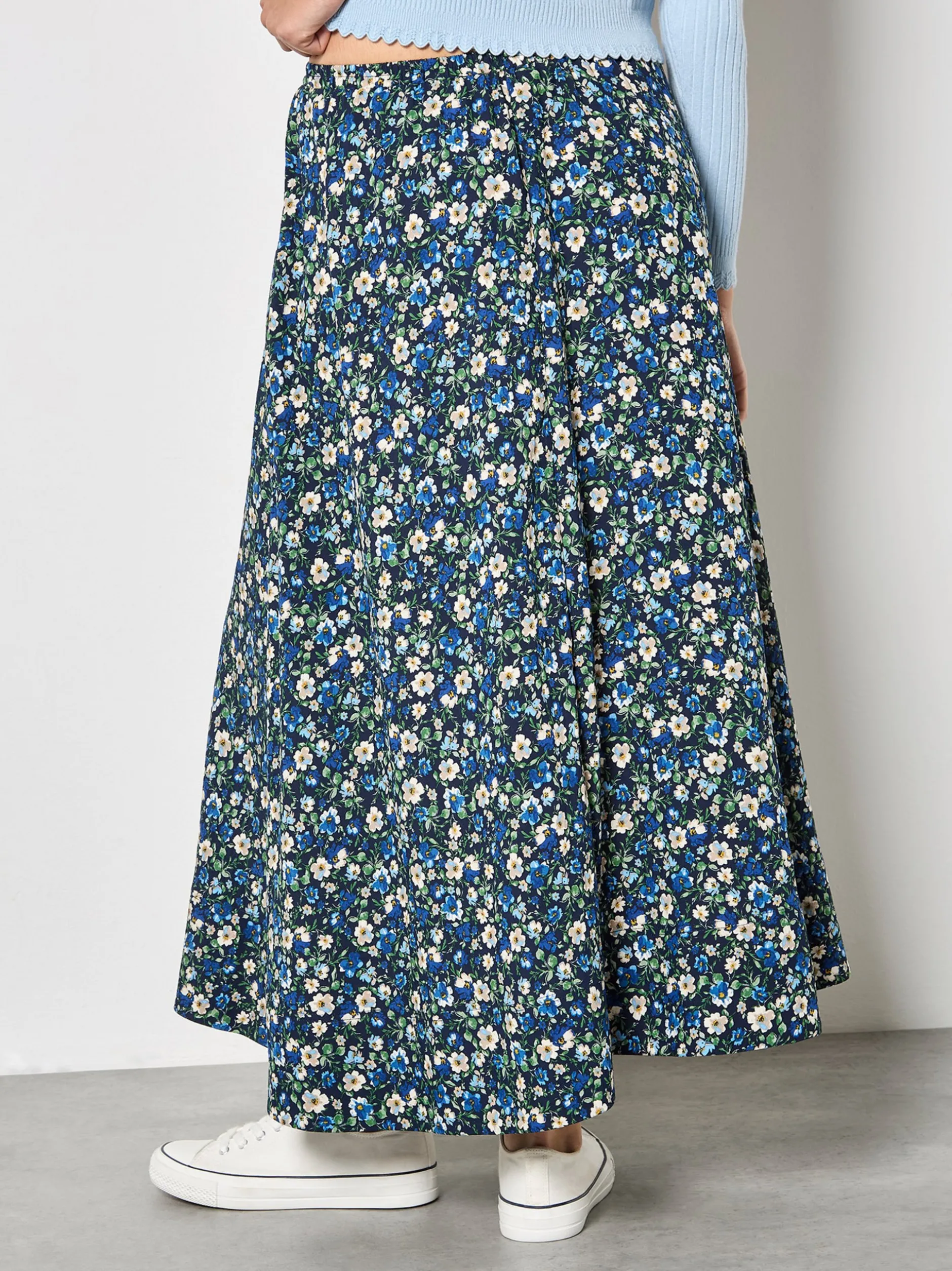 Apricot Damen Rock in marine blau - Länge: midi