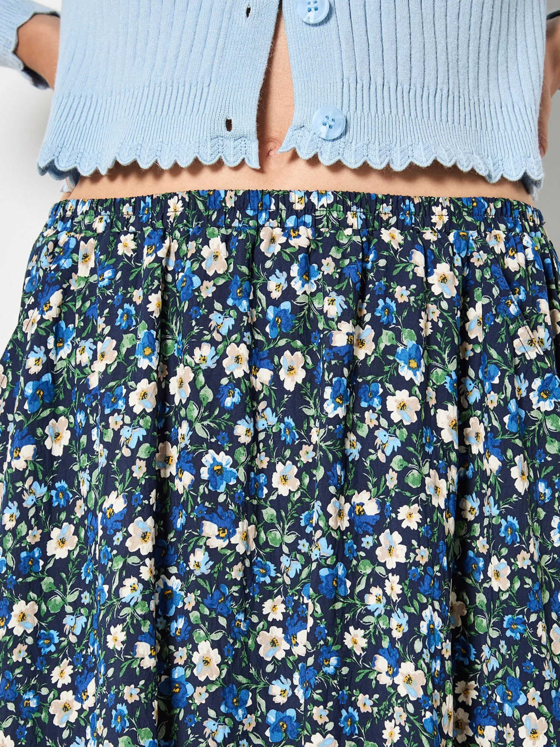 Apricot Damen Rock in marine blau - Länge: midi