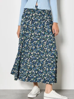 Apricot Damen Rock in marine blau - Länge: midi
