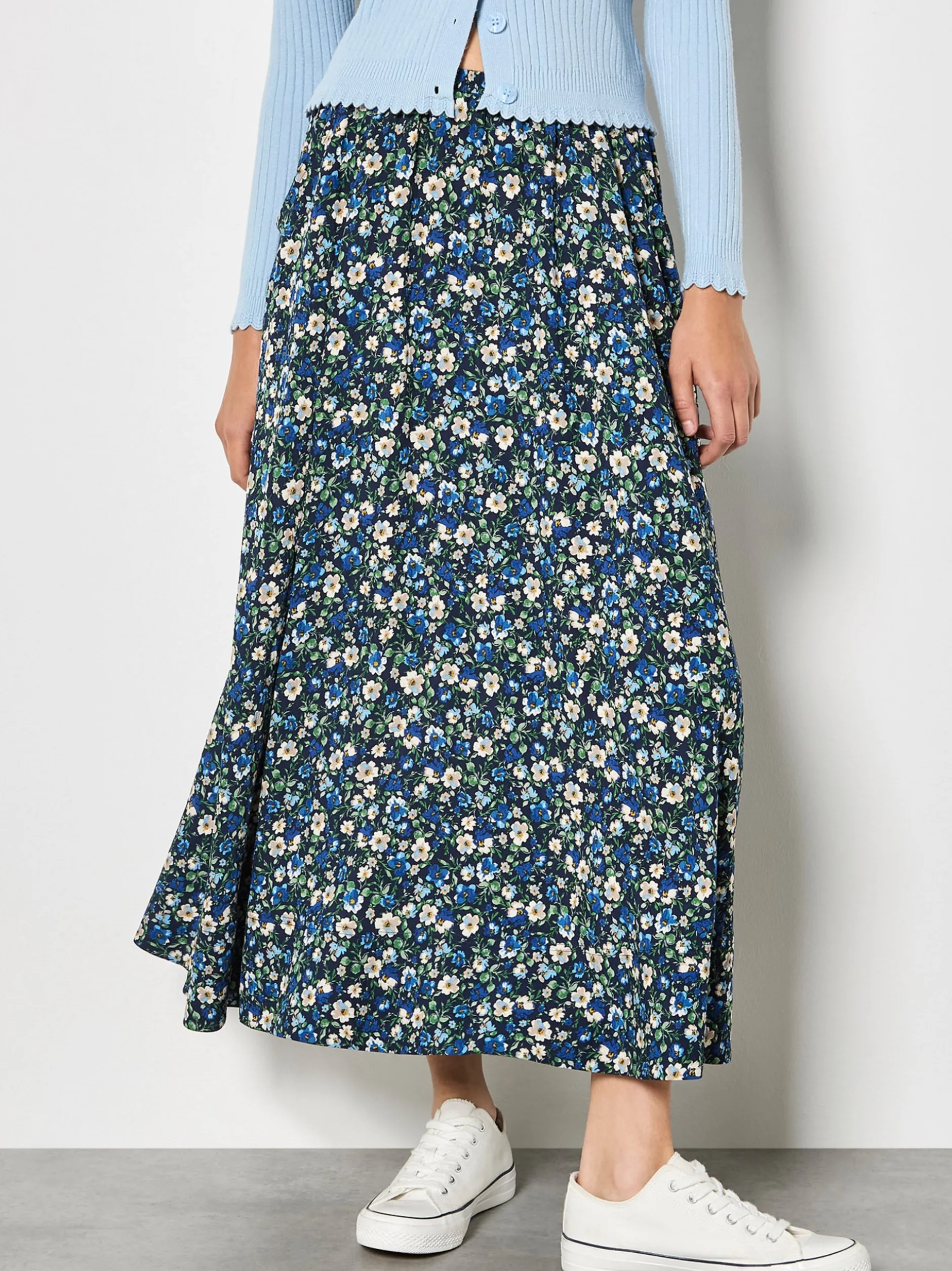 Apricot Damen Rock in marine blau - Länge: midi
