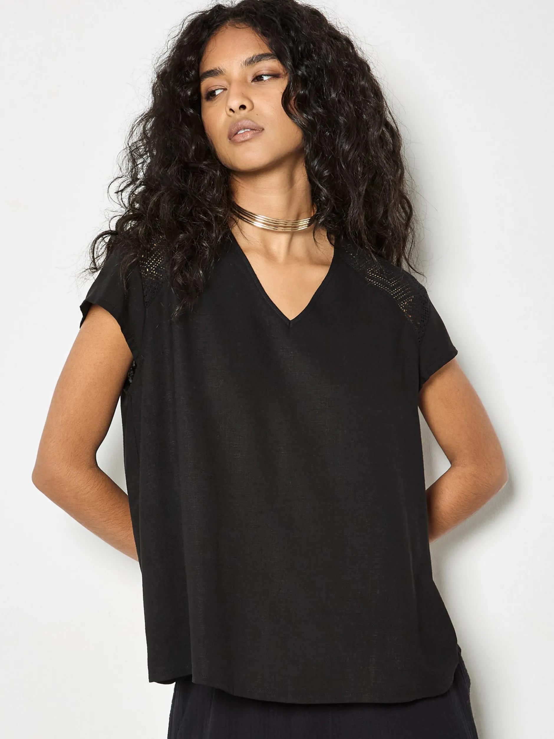 Apricot Damen Shirt in schwarz - Ärmel: kurzarm