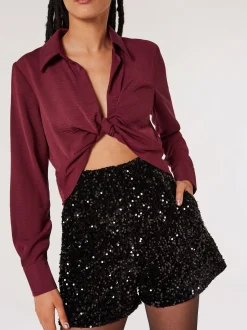 Apricot Damen Shorts in schwarz - Länge: kurz