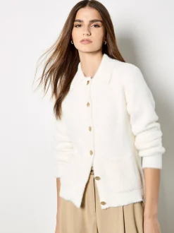 Apricot Damen Strickjacke in weiß - Ärmel: langarm