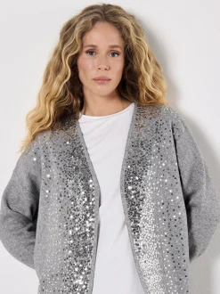 Apricot Damen Strickjacke in grau - Ärmel: langarm
