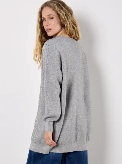 Apricot Damen Strickjacke in grau - Ärmel: langarm