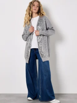 Apricot Damen Strickjacke in grau - Ärmel: langarm