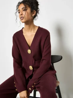 Apricot Damen Strickjacke in bordeaux - Ärmel: langarm