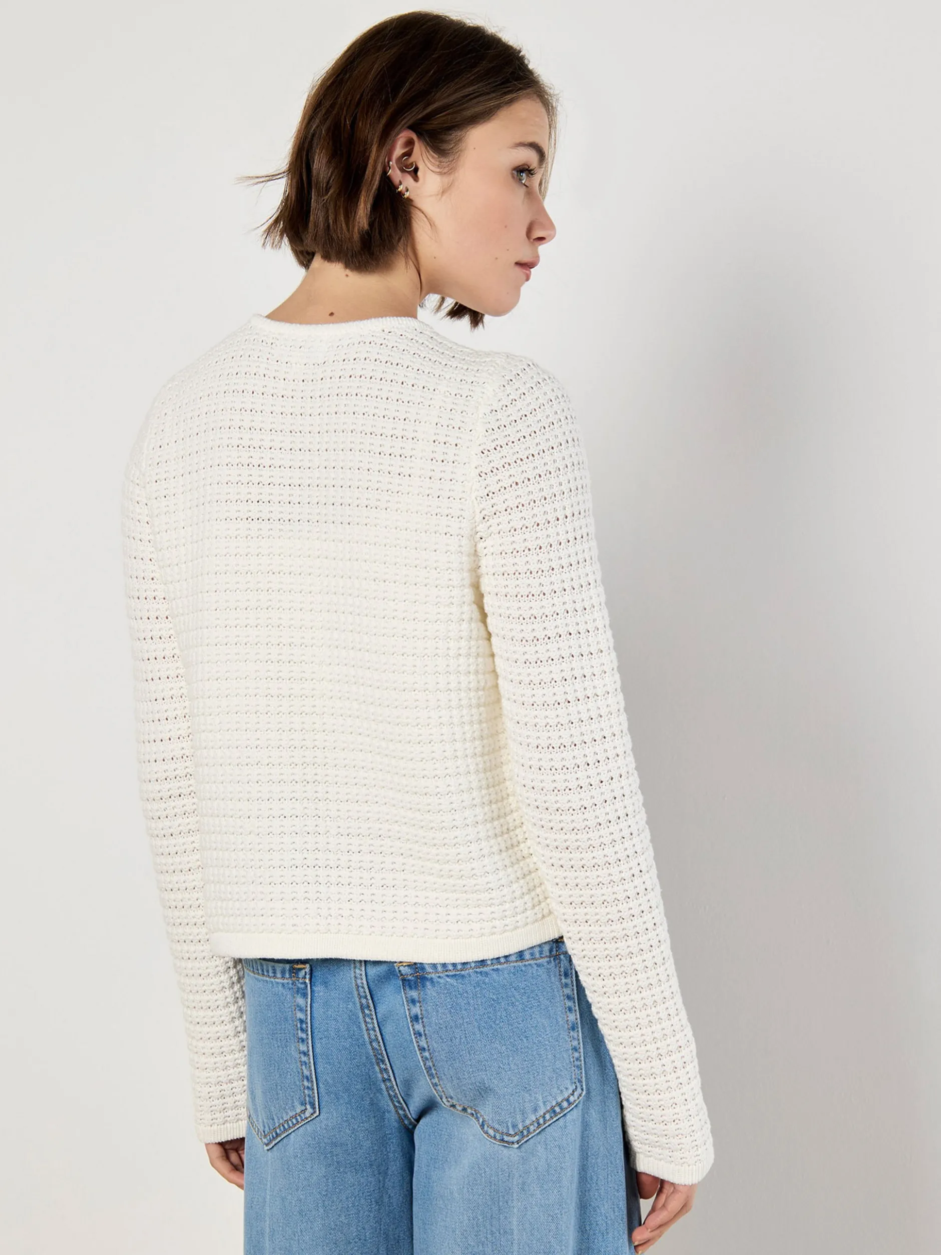 Apricot Damen Strickjacke in beige ecru - Ärmel: langarm