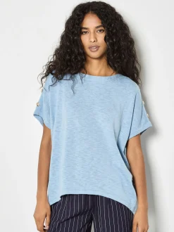 Apricot Damen Strickshirt in blau - Ausschnitt: U-Boot