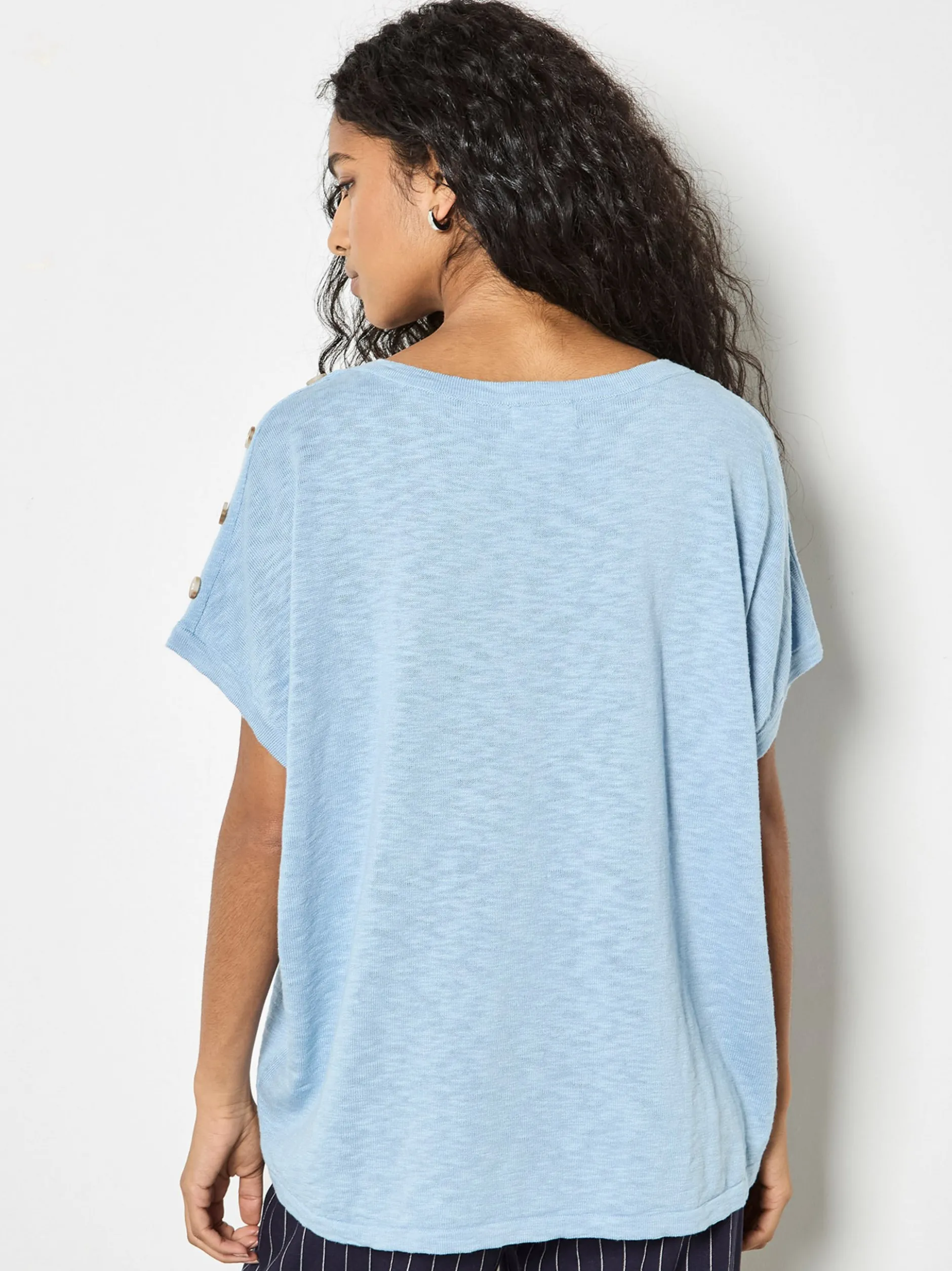 Apricot Damen Strickshirt in blau - Ausschnitt: U-Boot