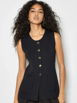 Apricot Damen Strickweste in schwarz - Ärmel: ohne Arm