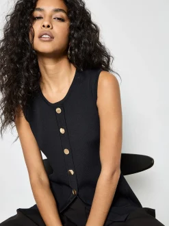 Apricot Damen Strickweste in schwarz - Ärmel: ohne Arm