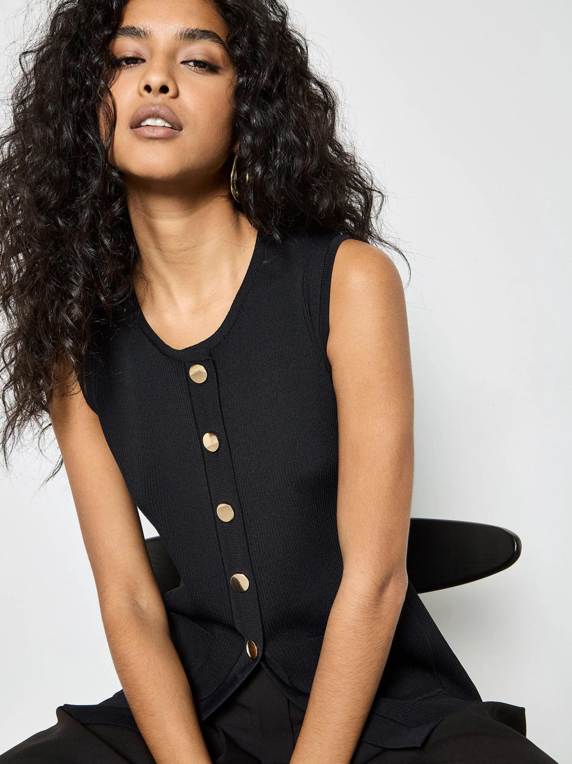 Apricot Damen Strickweste in schwarz - Ärmel: ohne Arm