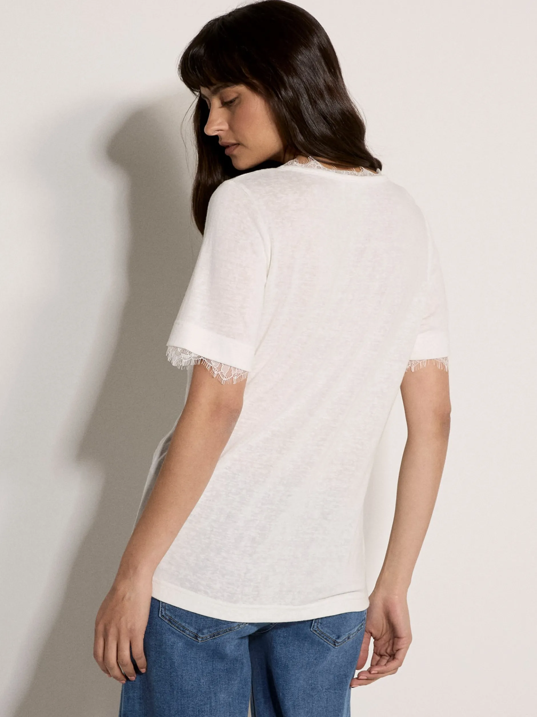 Apricot Damen Top in beige ecru - Ärmel: kurzarm