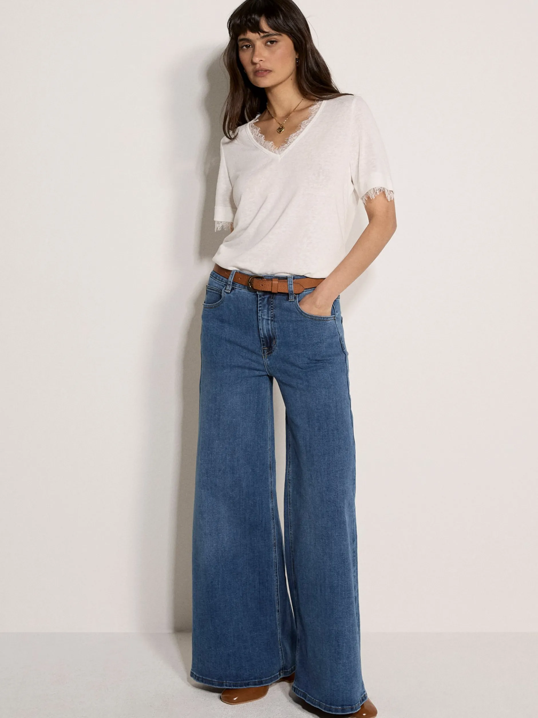 Apricot Damen Top in beige ecru - Ärmel: kurzarm