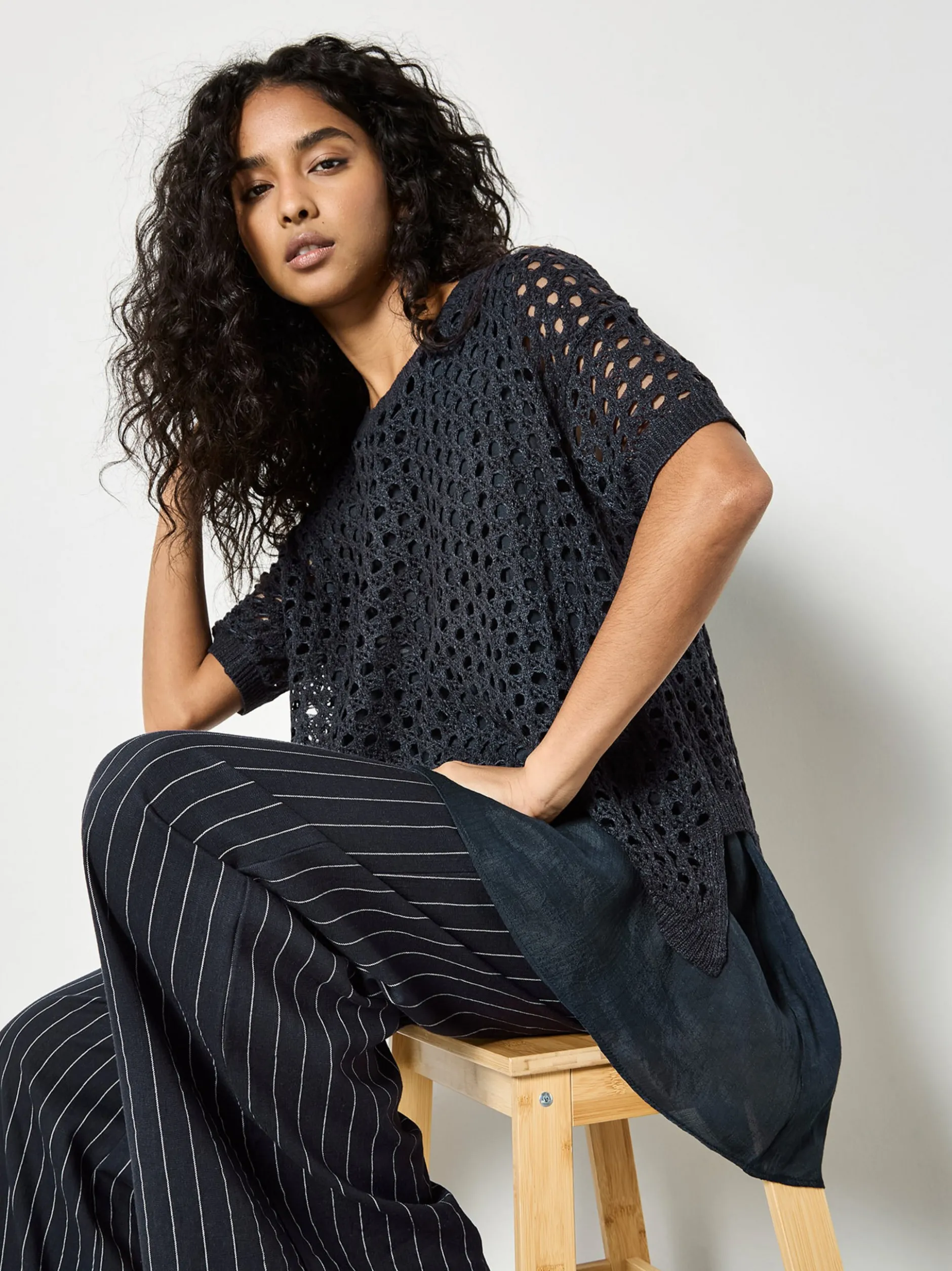 Apricot Damen Top in blau - Ausschnitt: Rundhals