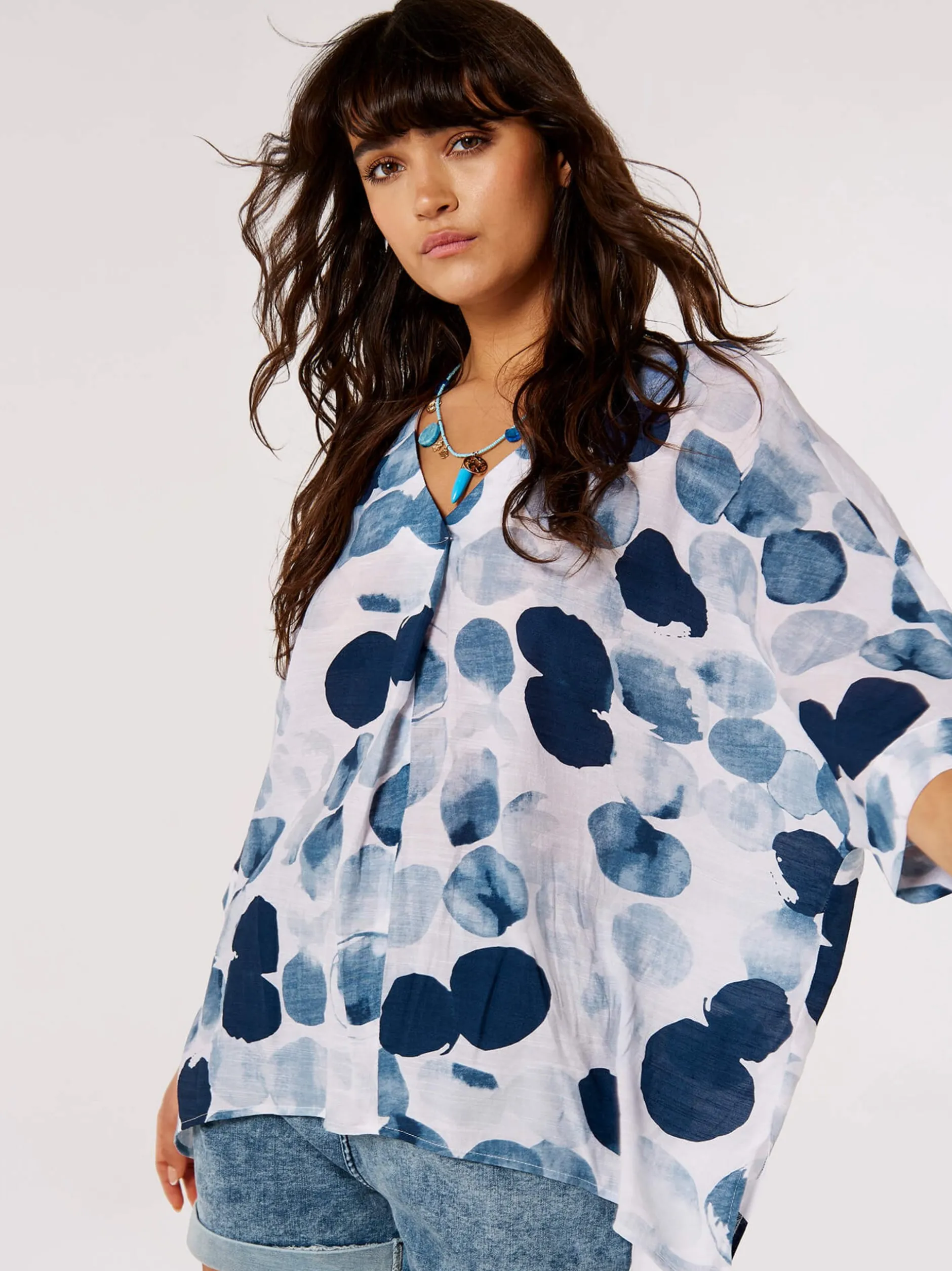 Apricot Damen Top in blau - Ausschnitt: V-Ausschnitt