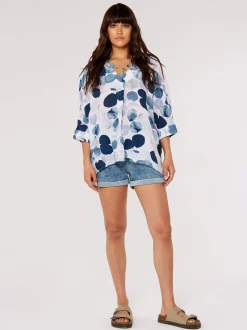 Apricot Damen Top in blau - Ausschnitt: V-Ausschnitt