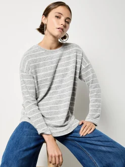 Apricot Damen Top in grau - Ausschnitt: Rundhals