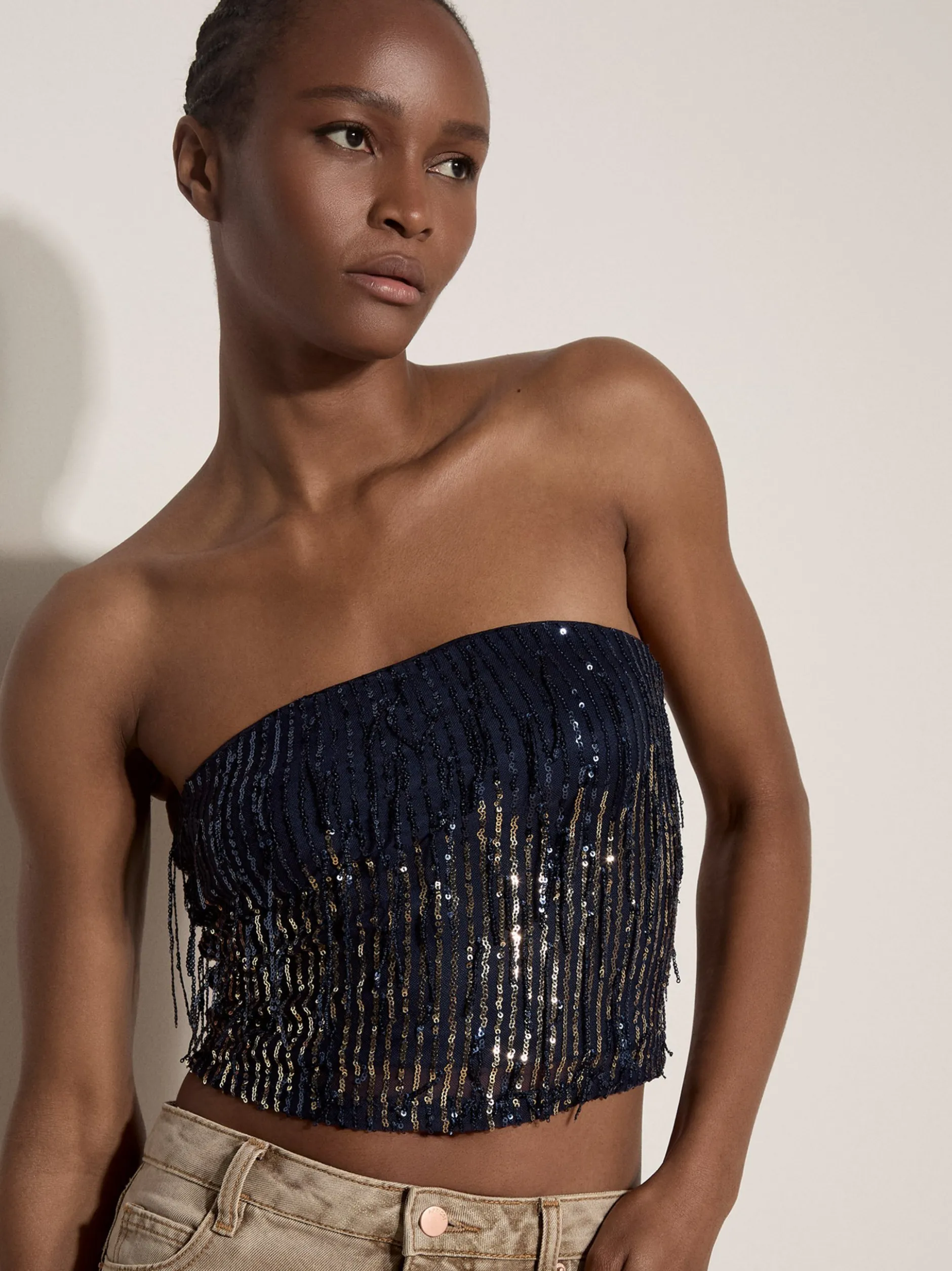 Apricot Damen Top in marine blau - Ärmel: ohne Arm