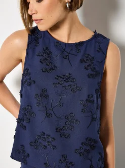 Apricot Damen Top in marine blau - Ausschnitt: Rundhals