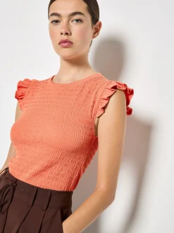 Apricot Damen Top in pink koralle - Ausschnitt: Rundhals