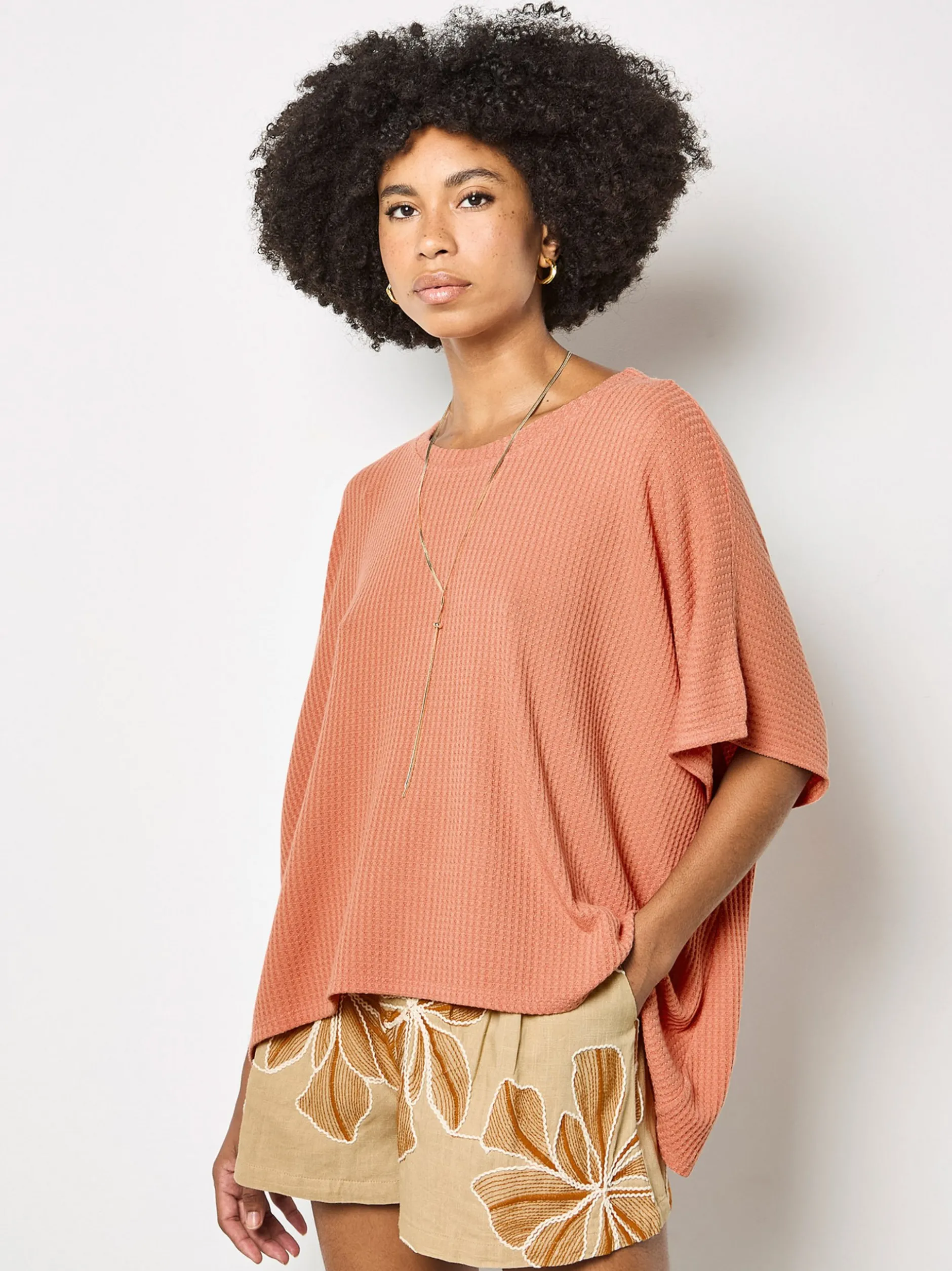 Apricot Damen Top in pink koralle - Ausschnitt: Rundhals