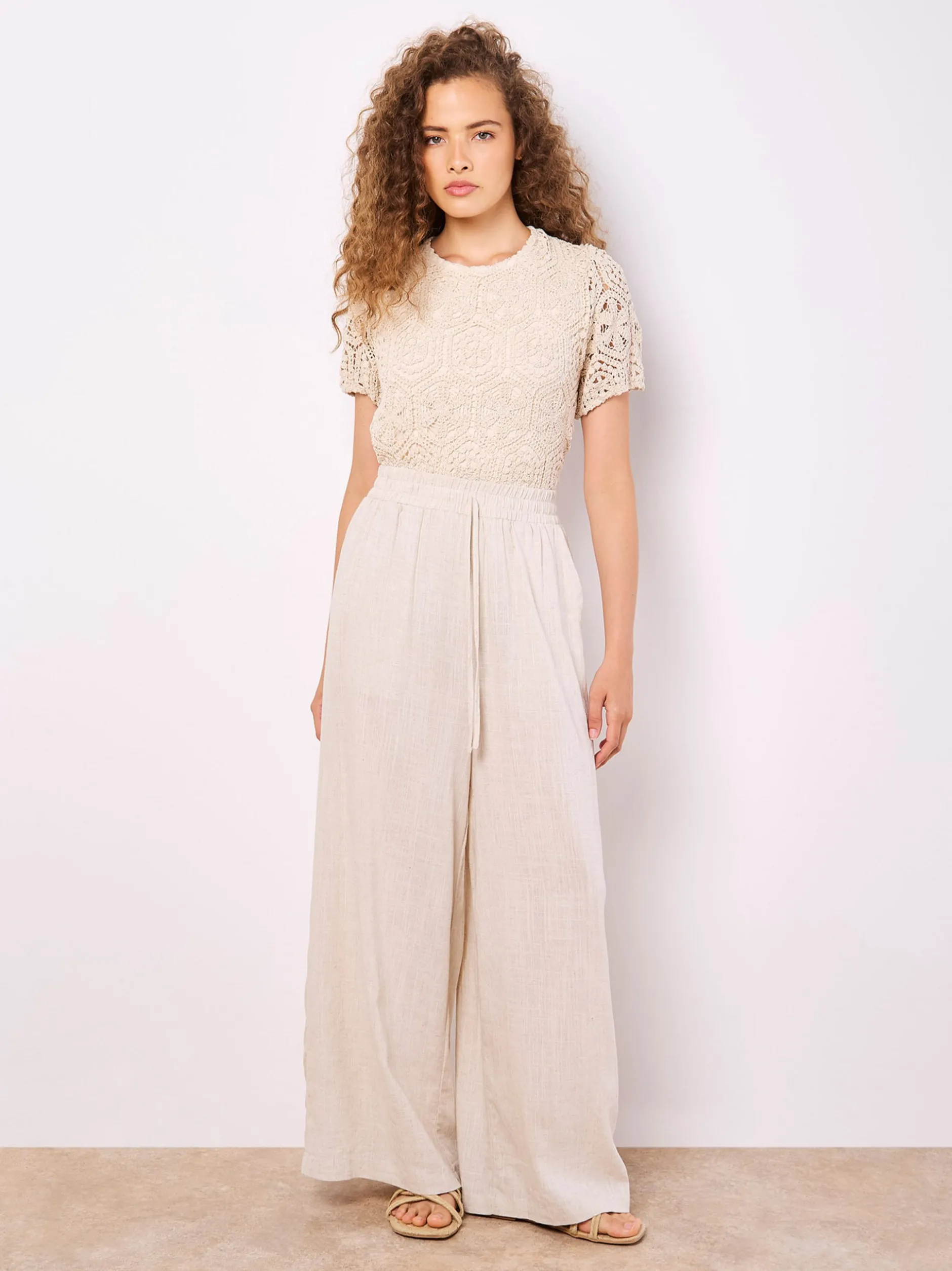 Apricot Damen Top in sand beige - Ärmel: kurzarm