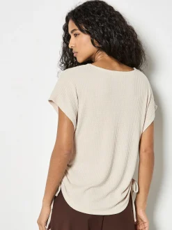 Apricot Damen Top in sand beige - Ausschnitt: Rundhals