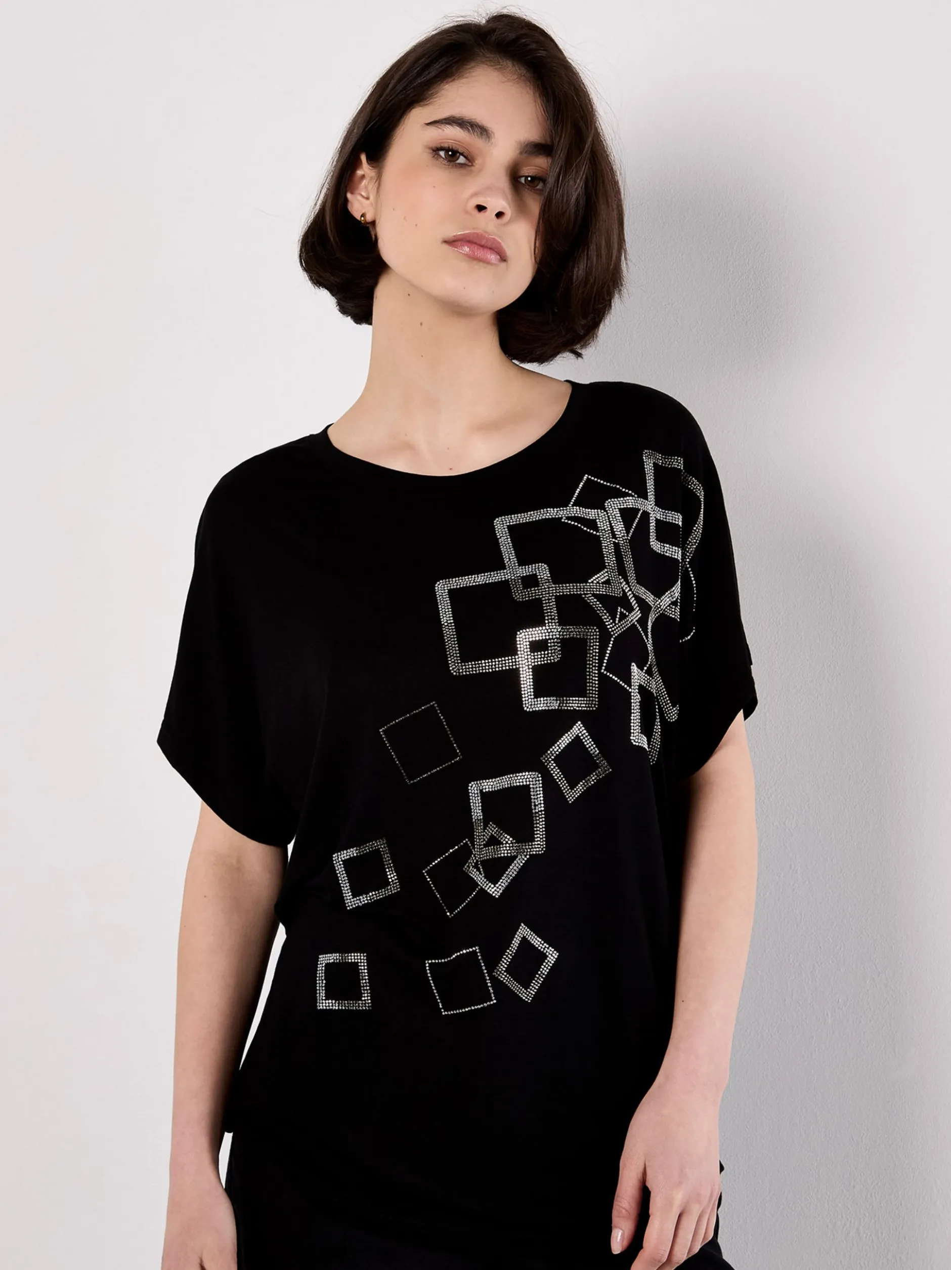 Apricot Damen T-Shirt in schwarz - Ärmel: extra kurz