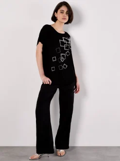 Apricot Damen T-Shirt in schwarz - Ärmel: extra kurz
