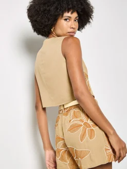 Apricot Damen Weste in beige - Ausschnitt: Rundhals